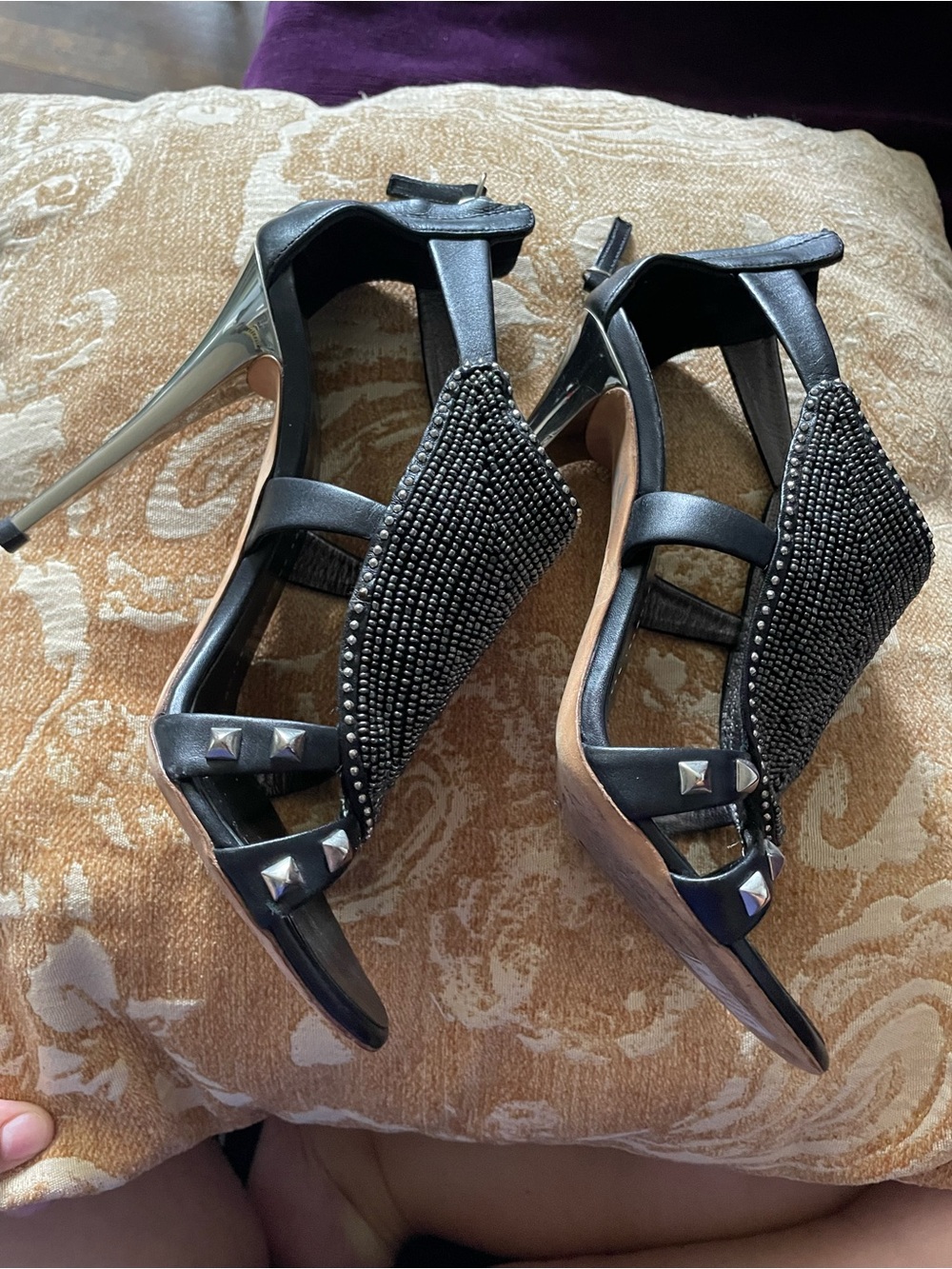 Giuseppe Zanotti Black Beaded Studded Stiletto